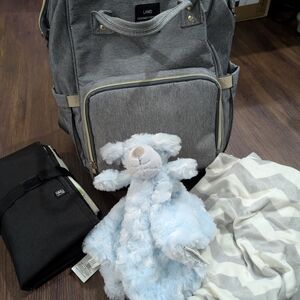 AND Gray and Blue Diaper Bag Backpack